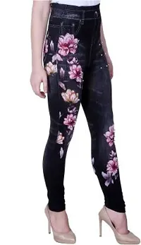 Stylish Black Denim Self Design Jeans For Women-thumb2