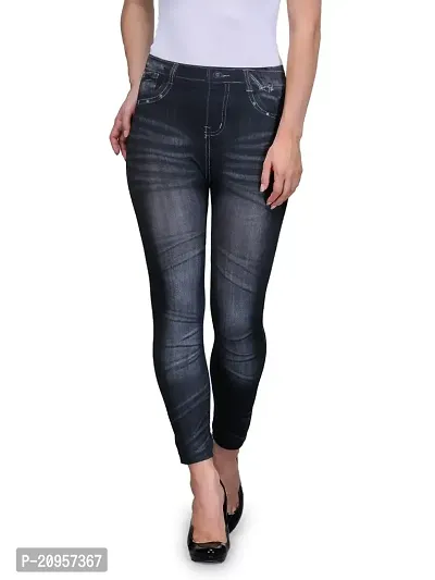 Stylish Black Denim Self Design Jeans For Women-thumb2