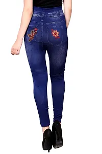 Stylish Blue Denim Self Design Jeans For Women-thumb3