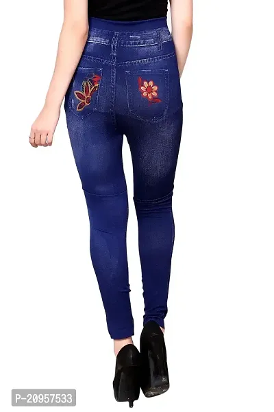 Stylish Blue Denim Self Design Jeans For Women-thumb4