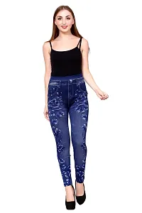 Stylish Blue Denim Self Design Jeans For Women-thumb1