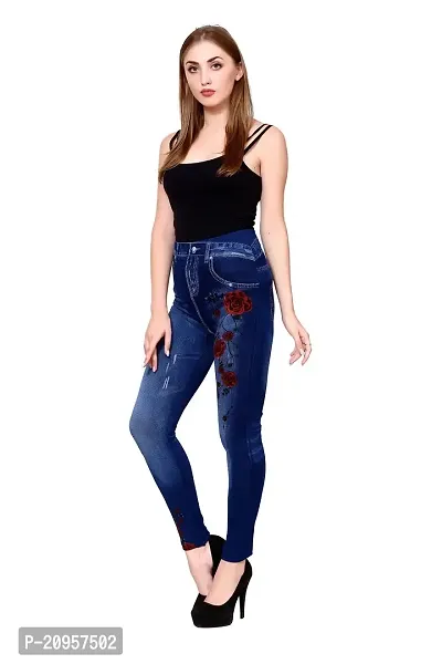 Stylish Blue Denim Self Design Jeans For Women-thumb3