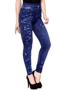 Stylish Blue Denim Self Design Jeans For Women-thumb3