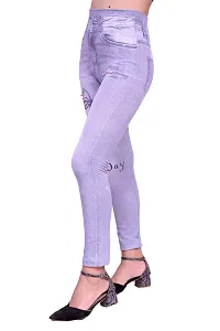 Stylish Grey Denim Self Design Jeans For Women-thumb3