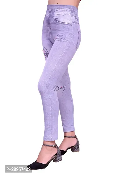 Stylish Grey Denim Self Design Jeans For Women-thumb4