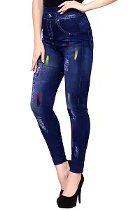 Stylish Blue Denim Self Design Jeans For Women-thumb2
