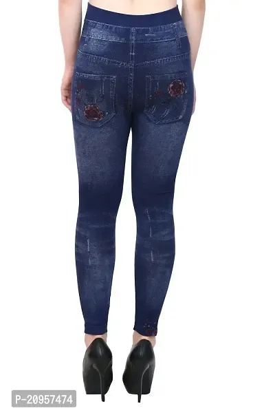 Stylish Blue Denim Self Design Jeans For Women-thumb2