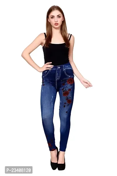 Jeans and Jegging for Women and Girl Dark Rose Print
