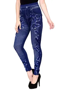 Stylish Blue Denim Self Design Jeans For Women-thumb2