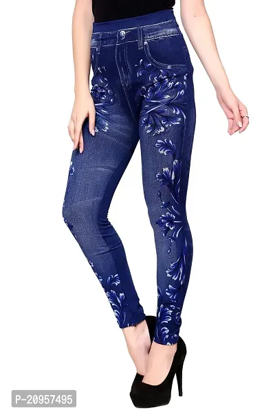 Stylish Blue Denim Self Design Jeans For Women-thumb3