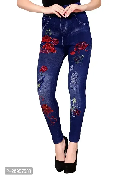 Stylish Blue Denim Self Design Jeans For Women-thumb0