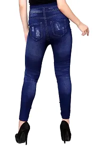 Stylish Blue Denim Self Design Jeans For Women-thumb1