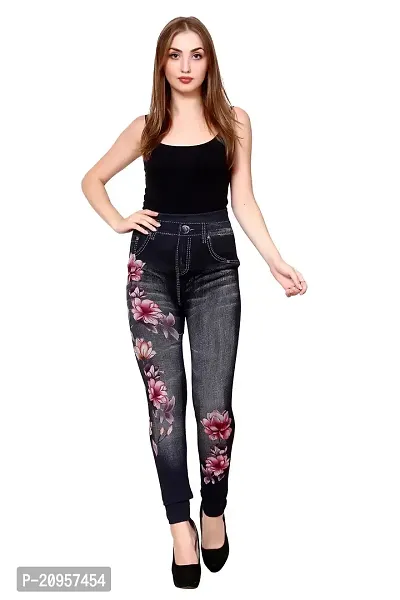 Stylish Black Denim Self Design Jeans For Women-thumb0