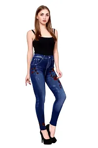 Stylish Blue Denim Self Design Jeans For Women-thumb3
