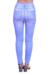 Stylish Blue Denim Self Design Jeans For Women-thumb3