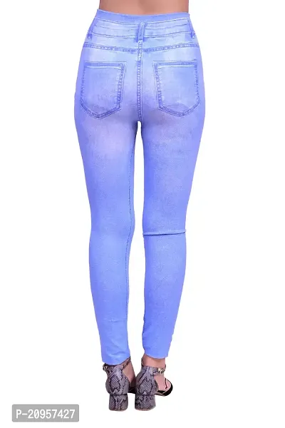 Stylish Blue Denim Self Design Jeans For Women-thumb4