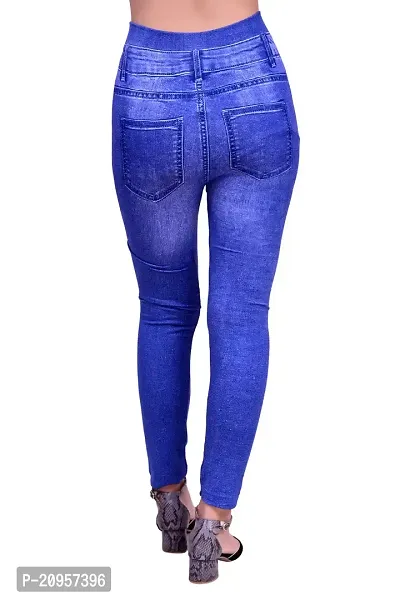 Stylish Blue Denim Self Design Jeans For Women-thumb3