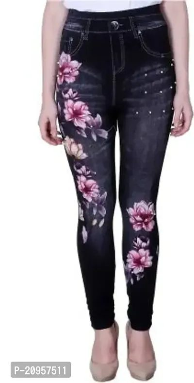 Stylish Black Denim Self Design Jeans For Women-thumb0
