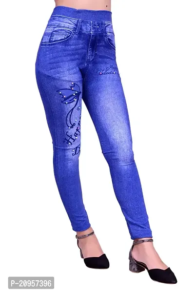 Stylish Blue Denim Self Design Jeans For Women-thumb2