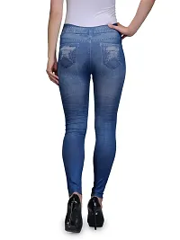 Stylish Blue Denim Self Design Jeans For Women-thumb1