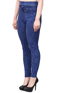 Stylish Blue Denim Self Design Jeans For Women-thumb1