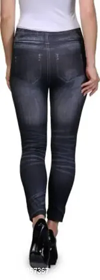 Stylish Black Denim Self Design Jeans For Women-thumb3