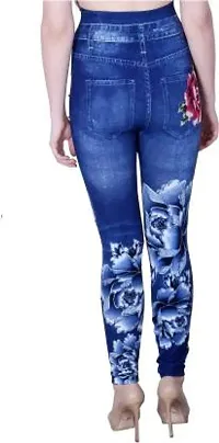 Stylish Blue Denim Self Design Jeans For Women-thumb1