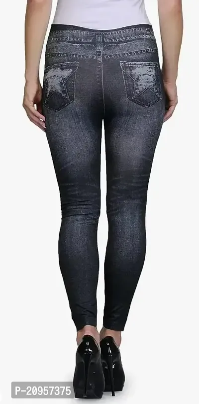 Stylish Black Denim Self Design Jeans For Women-thumb3