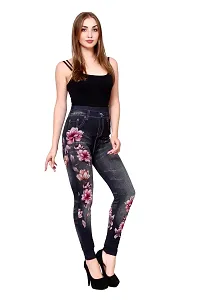 Stylish Black Denim Self Design Jeans For Women-thumb3