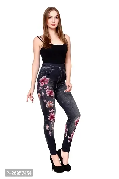 Stylish Black Denim Self Design Jeans For Women-thumb4