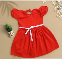 Stylish Red Cotton Blend Frocks For Girls-thumb1