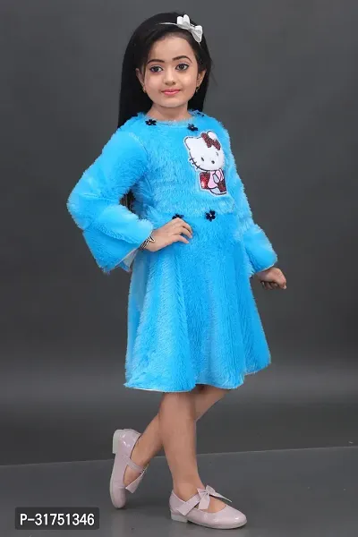 Stylish Blue Silk Blend Frocks For Girls-thumb4