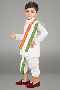 Stylish White Cotton Self Pattern Kurta Sets For Boys-thumb2