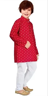 Stylish Red Cotton Blend Printed Kurta Sets For Boys-thumb2