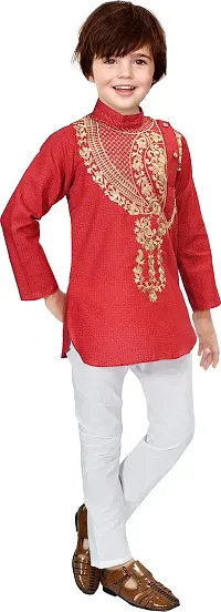 Stylish Multicoloured Cotton Blend Embroidered Kurta Sets For Boys-thumb2