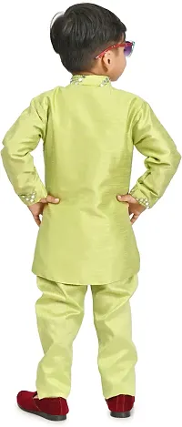 Stylish Green Cotton Blend Embellished Kurta Sets For Boys-thumb1