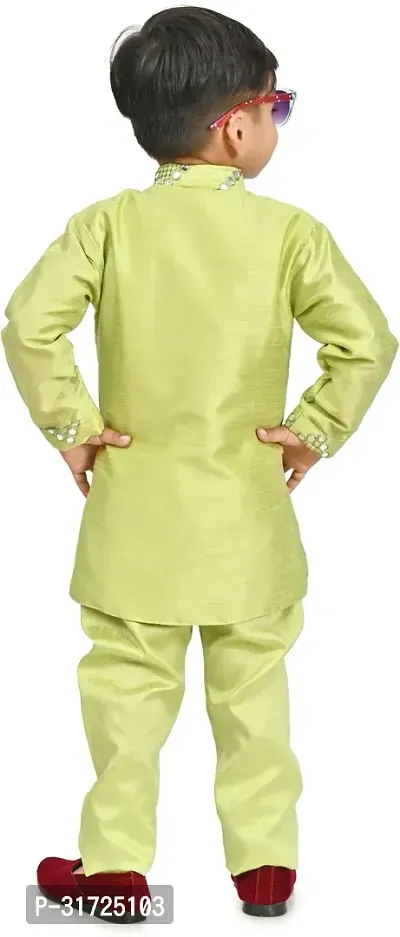 Stylish Green Cotton Blend Embellished Kurta Sets For Boys-thumb2