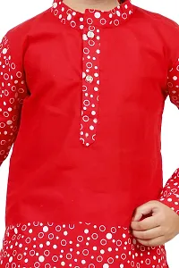 Stylish Red Cotton Blend Printed Kurta Sets For Boys-thumb3