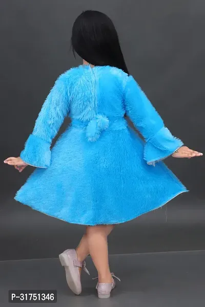 Stylish Blue Silk Blend Frocks For Girls-thumb2