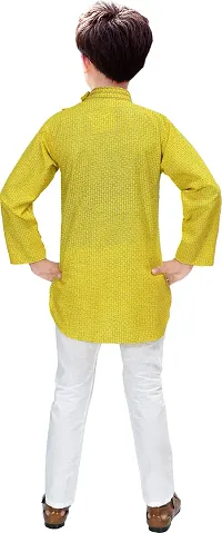 Stylish Yellow Cotton Blend Embroidered Kurta Sets For Boys-thumb1