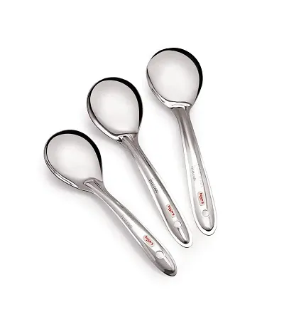 Roop'S Serving Spoon 3 Pc Set, Silver