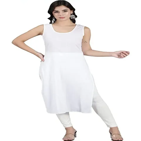 White Cotton Full Length Camisole Slips for Women, Women Cotton Full Inner Slips for Kurti  Kurta