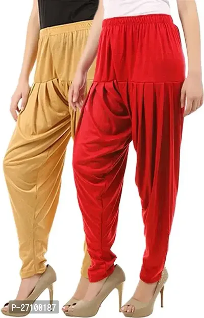 Fabulous Multicoloured Cotton Viscose Solid Salwars For Women Pack Of 2