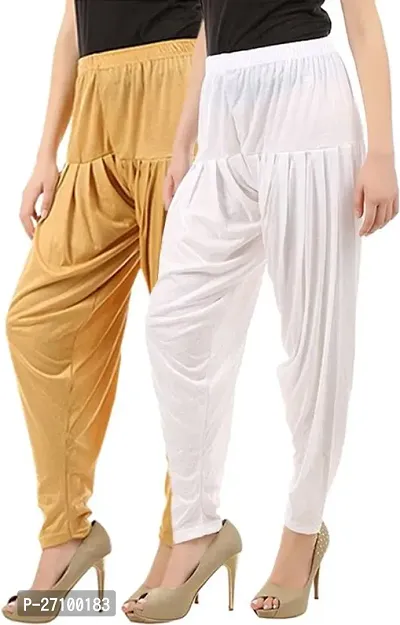 Fabulous Multicoloured Cotton Viscose Solid Salwars For Women Pack Of 2-thumb0