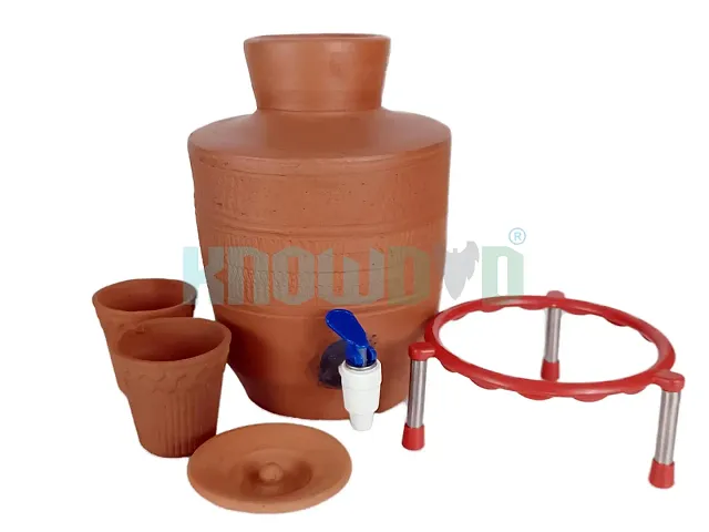 Non Toxic Earthen Pot with Mug and Stand