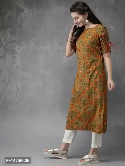 S2 Brothers Textile Women Rayon Calf Length Round Neck Navy Green Printed Kurta with Red Sharara Set (Green,Red)