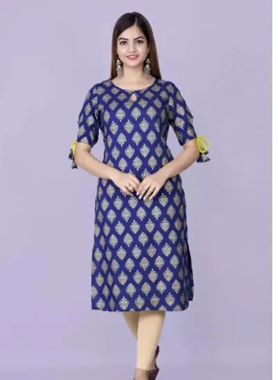 Women Viscose Rayon A-line Kurta Dark