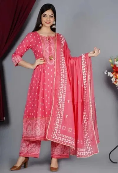 A Line Rayon Kurta set with dupatta