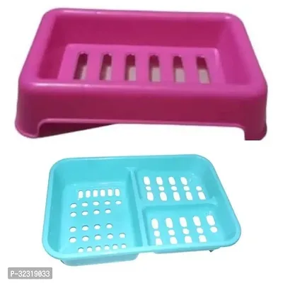 Stylish Multicoloured Plastic Soap Case Pack Of 2