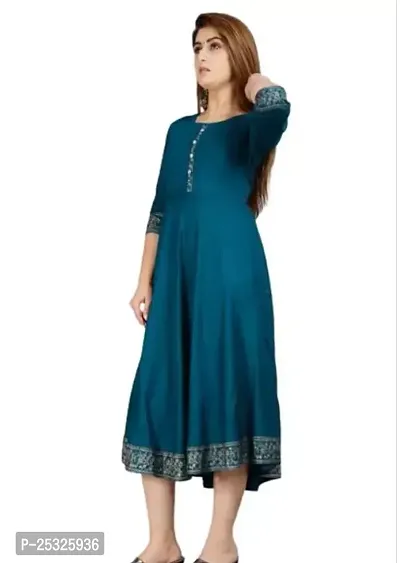 Stylish Women Rayon Anarkali Casual Kurta-thumb0